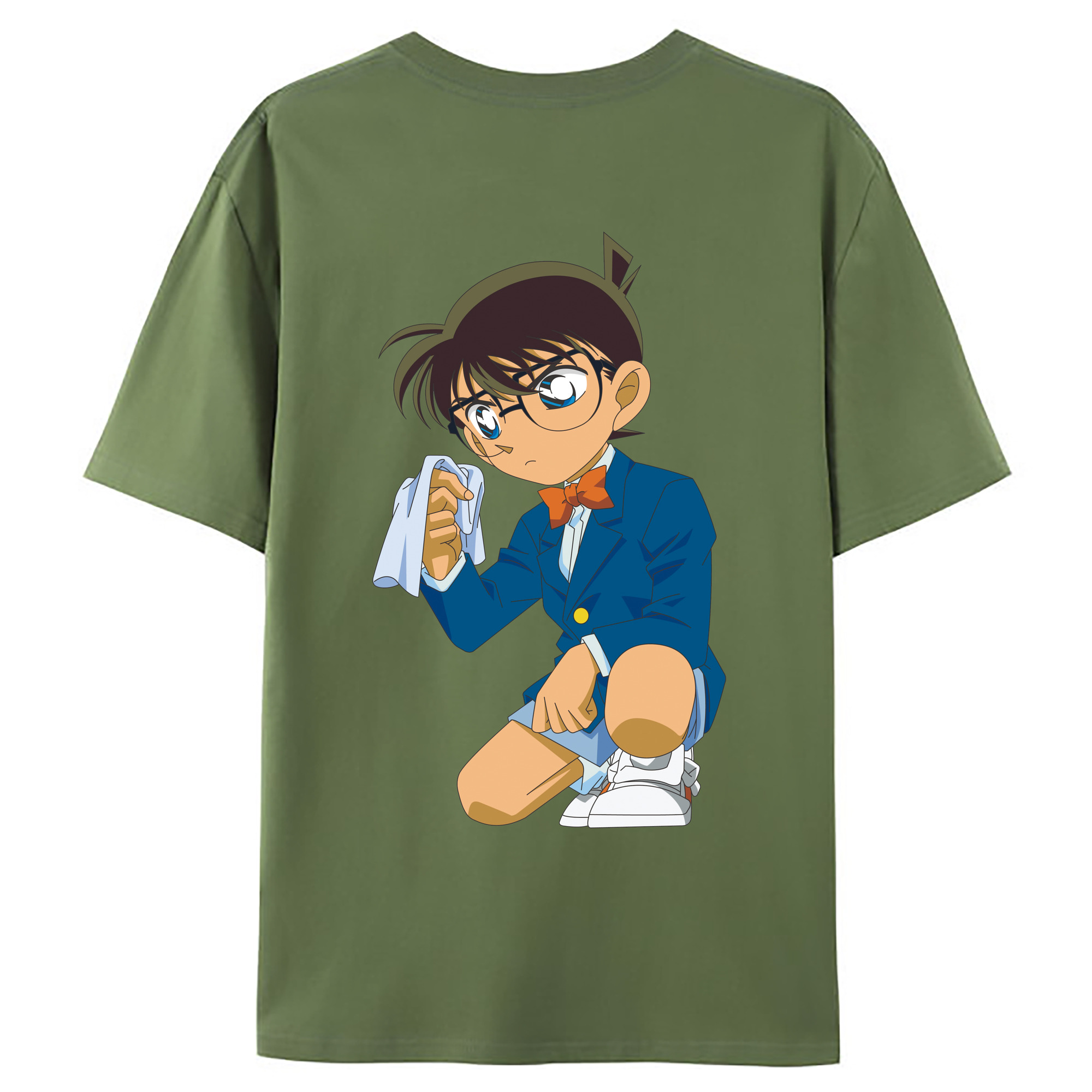 （画像用） 名探偵コナン 江戸川 コナン Detective Conan Conan Edogawa 綿100％ メンズ半袖Tシャツ（バックプリント） 通気性